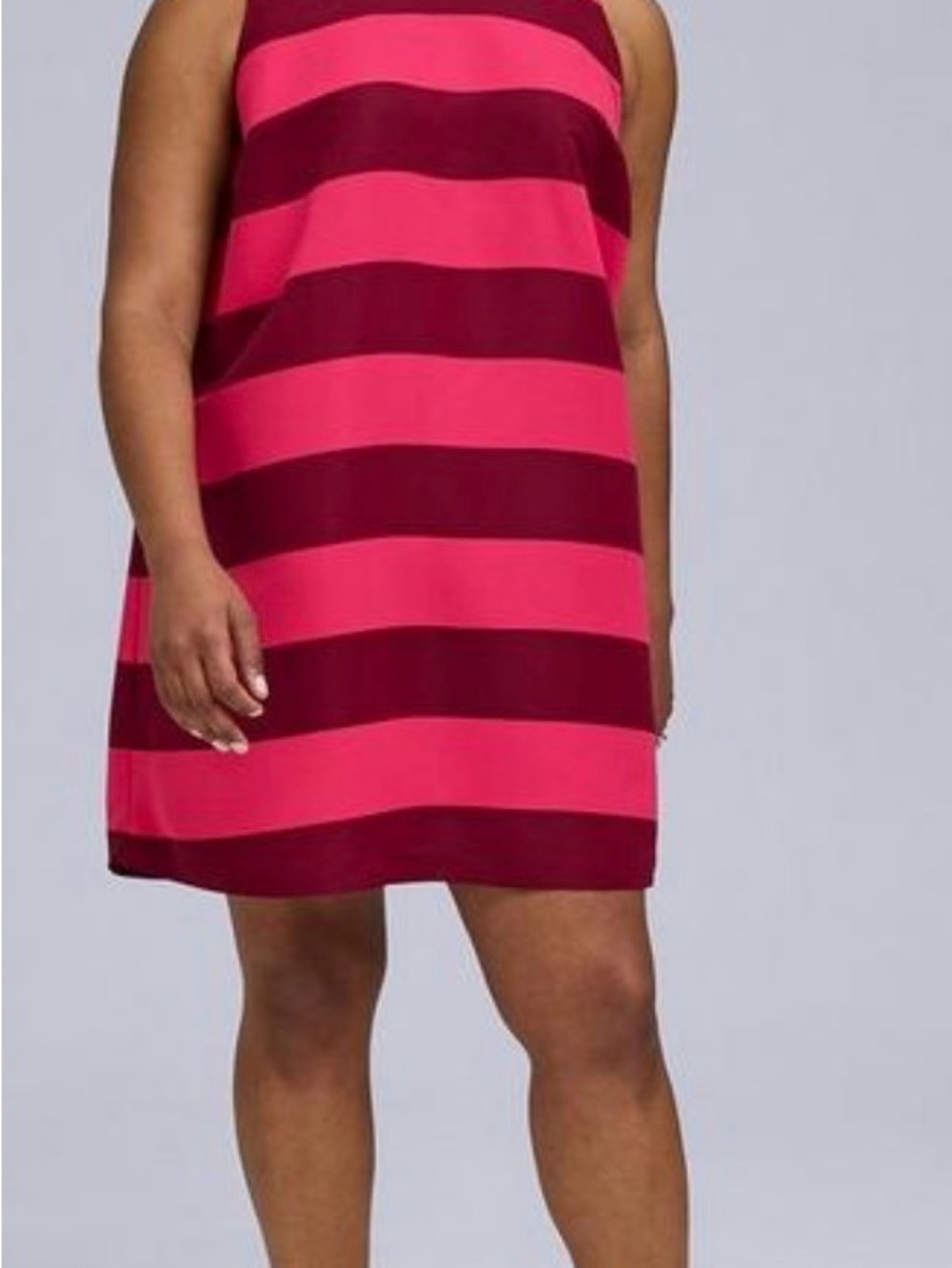 torrid Pink and Burgundy Wide-Stripe Sleeveless Shift Dress